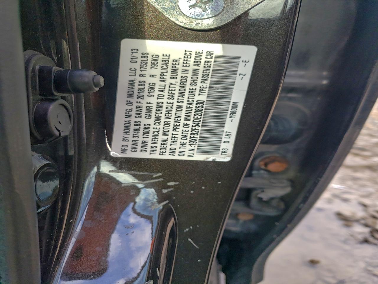 2013 Honda Civic Lx VIN: 19XFB2F54DE208530 Lot: 94351225