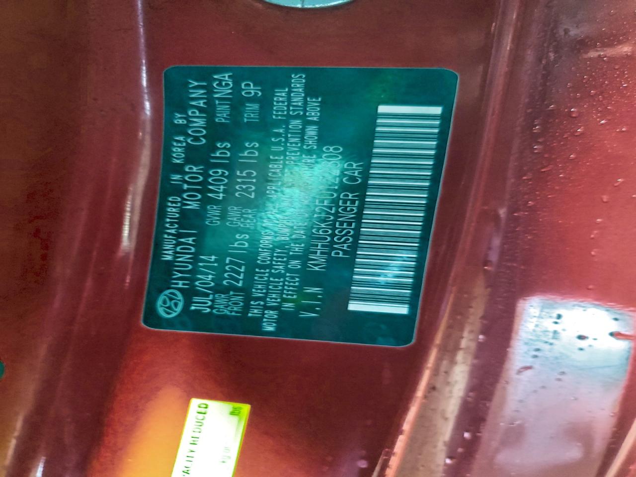 2015 Hyundai Genesis Coupe 3.8L VIN: KMHHU6KJ2FU122808 Lot: 94063505