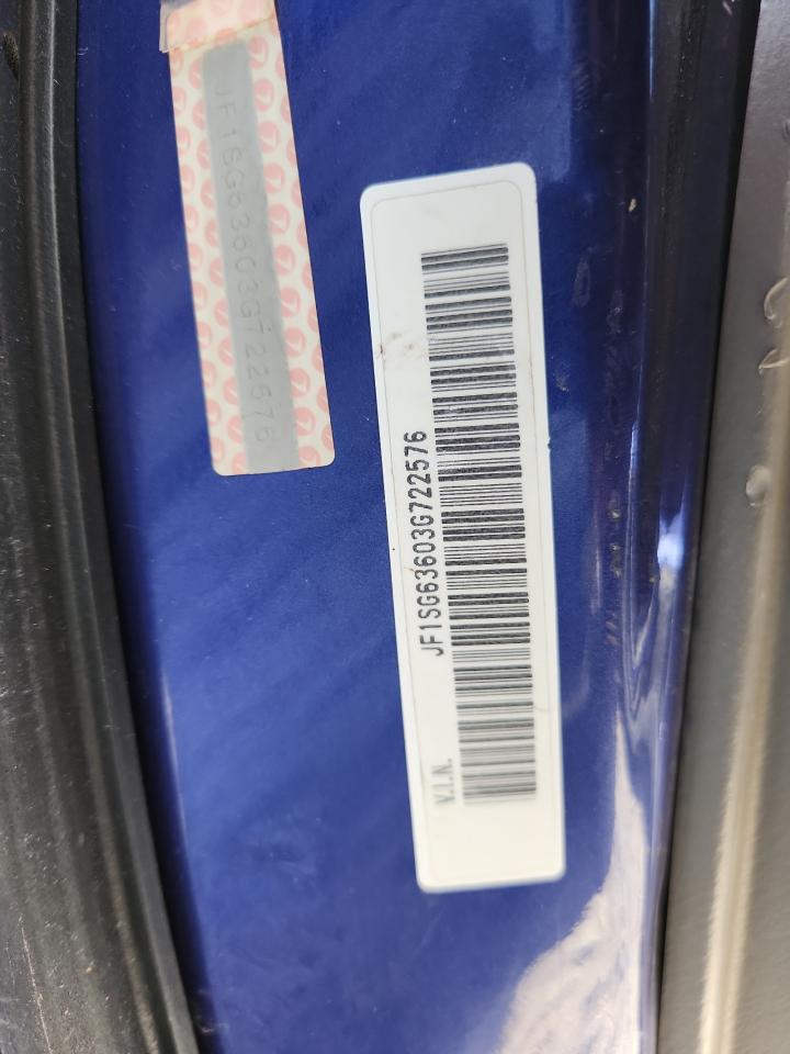 2003 Subaru Forester 2.5X VIN: JF1SG63603G722576 Lot: 91421545