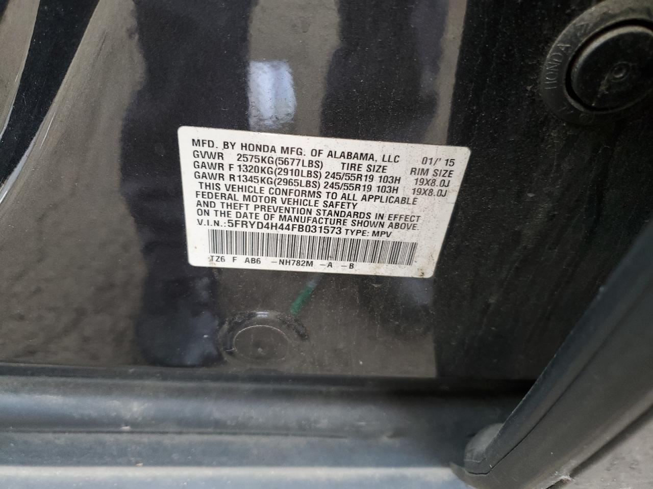 2015 Acura Mdx Technology VIN: 5FRYD4H44FB031573 Lot: 91299355