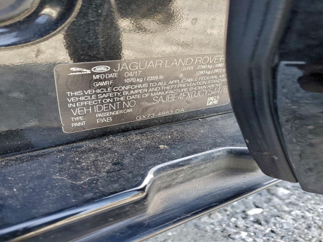 2018 Jaguar Xf Prestige VIN: SAJBE4FX0JCY54476 Lot: 94428555