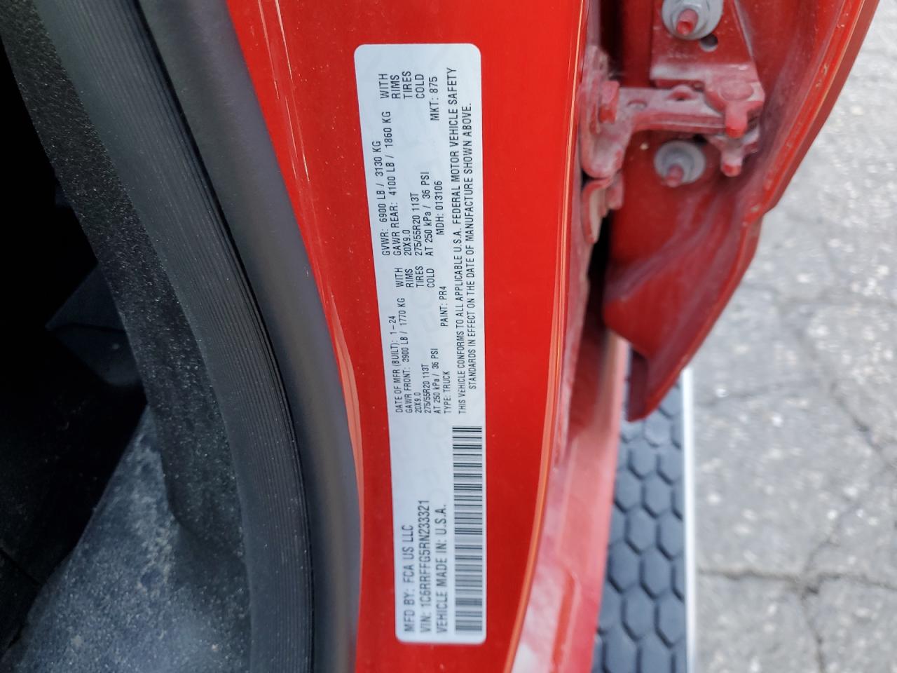 2024 Ram 1500 Big Horn/Lone Star VIN: 1C6RRFFG5RN233321 Lot: 93044305