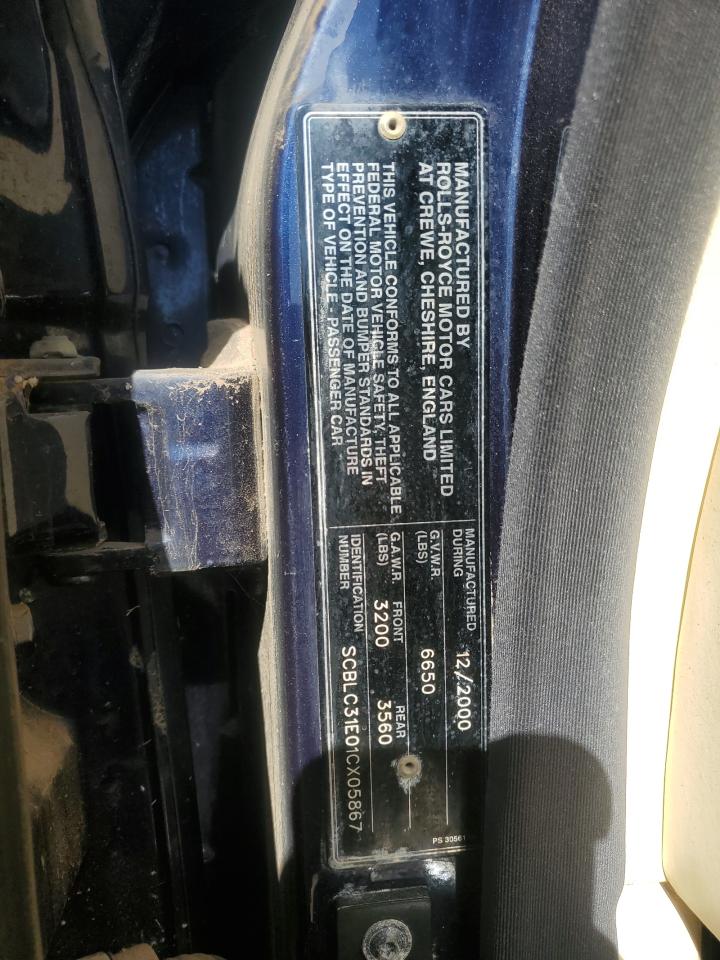 2001 Bentley Arnage VIN: SCBLC31E01CX05867 Lot: 92357595