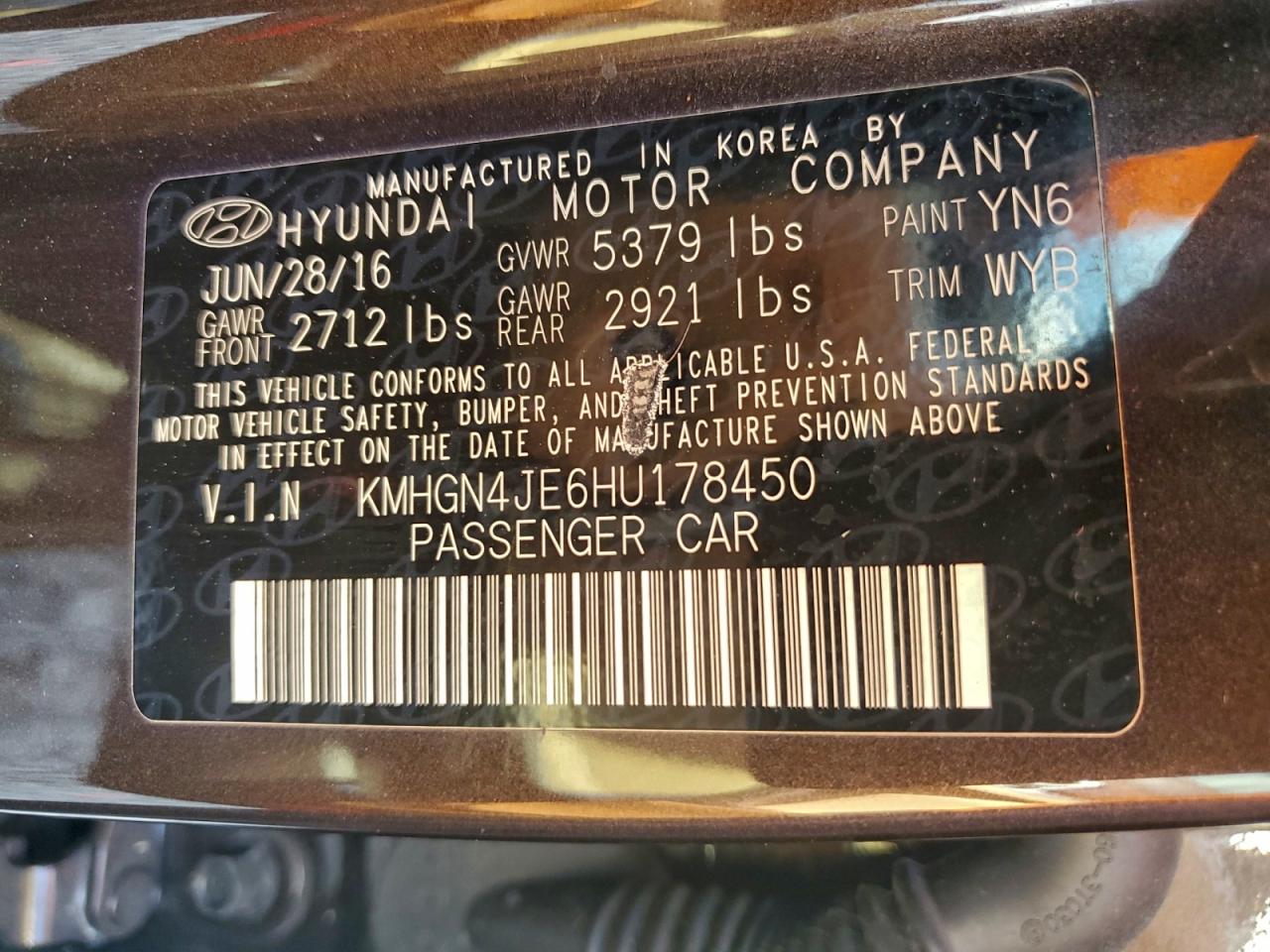 2017 Genesis G80 Base VIN: KMHGN4JE6HU178450 Lot: 93984745