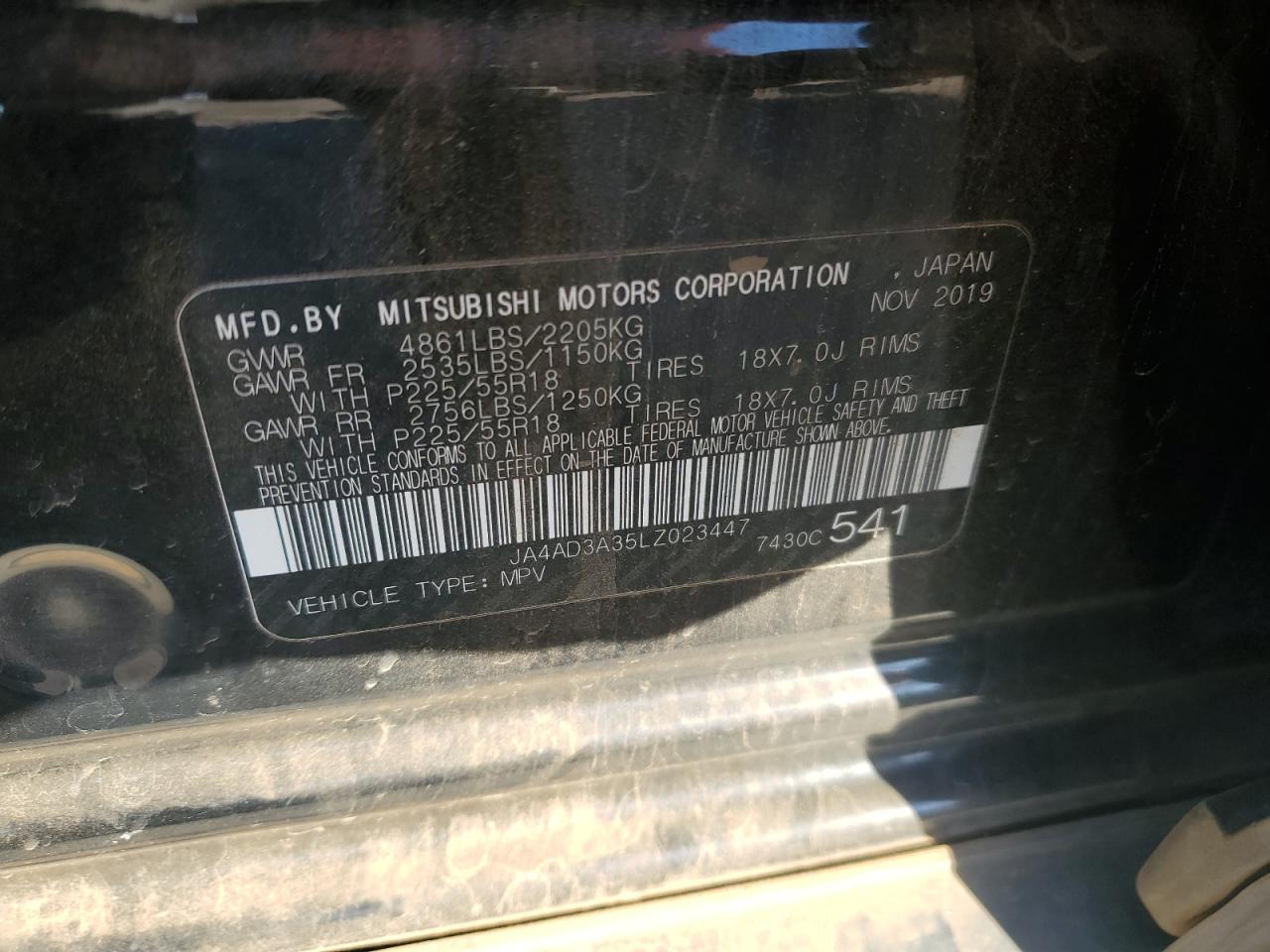 2020 Mitsubishi Outlander Se VIN: JA4AD3A35LZ023447 Lot: 92040005