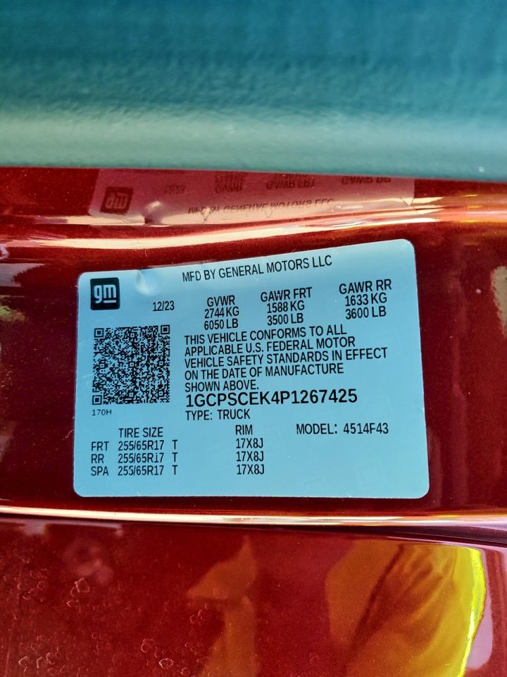 2023 Chevrolet Colorado Lt VIN: 1GCPSCEK4P1267425 Lot: 94292205