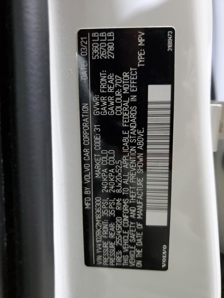 2021 Volvo Xc60 T5 Momentum VIN: YV4102RK2M1836300 Lot: 93134865