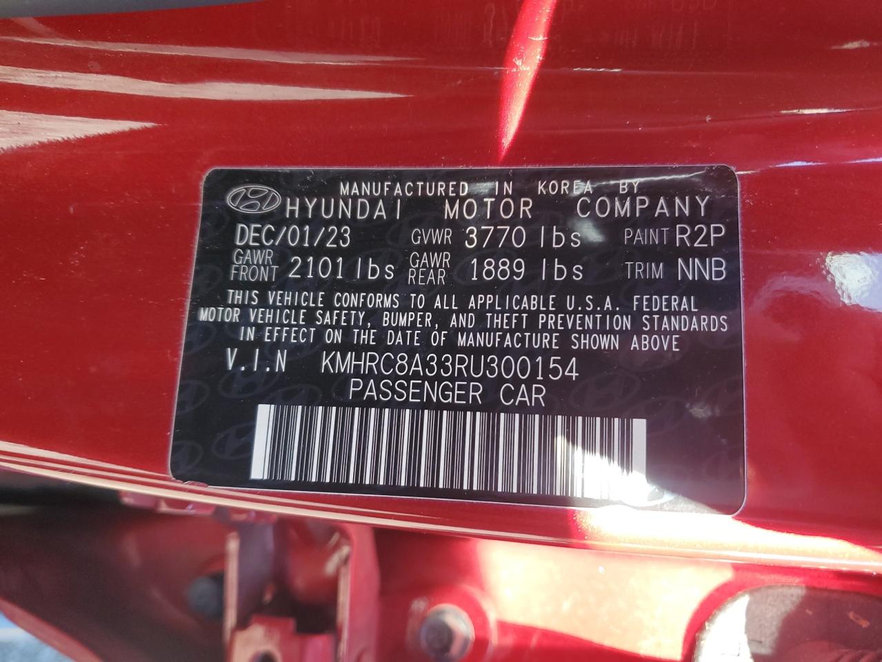 2024 Hyundai Venue Sel VIN: KMHRC8A33RU300154 Lot: 90382585