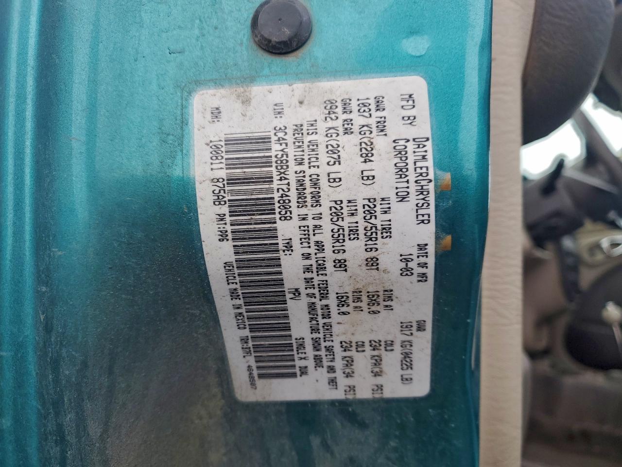 2004 Chrysler Pt Cruiser Touring VIN: 3C4FY58BX4T248058 Lot: 94597535