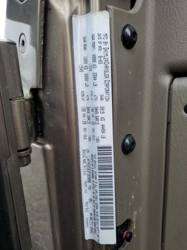 2003 Jeep Wrangler / Tj Sahara VIN: 1J4FA59S63P369086 Lot: 93018175