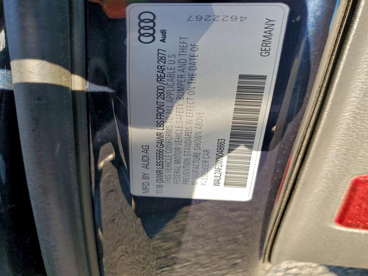 2019 Audi A6 Premium Plus VIN: WAUL2AF2XKN048663 Lot: 93554405