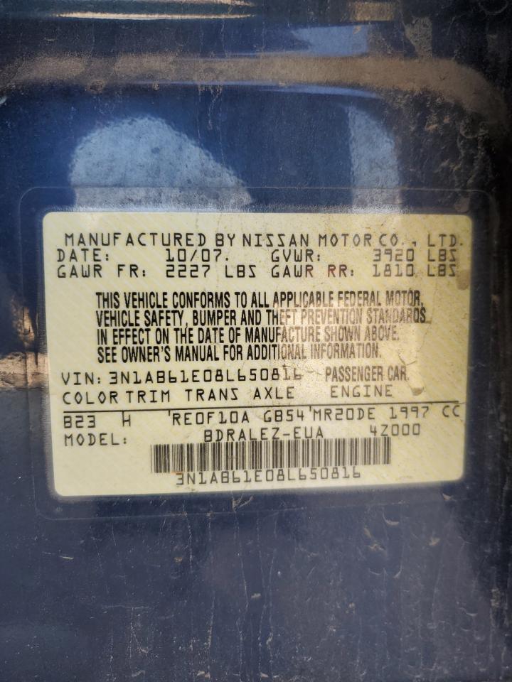 2008 Nissan Sentra 2.0 VIN: 3N1AB61E08L650816 Lot: 93443395