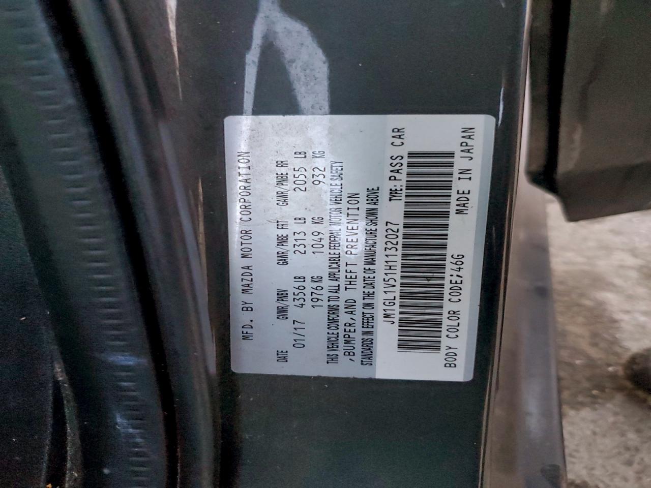 2017 Mazda 6 Touring VIN: JM1GL1V51H1132027 Lot: 93207555