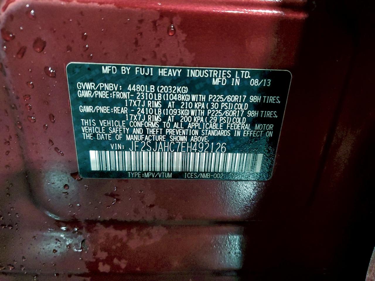 2014 Subaru Forester 2.5I Limited VIN: JF2SJAHC7EH492126 Lot: 94109545