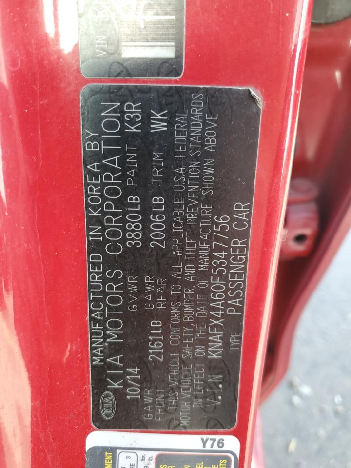 2015 Kia Forte Lx VIN: KNAFX4A60F5347756 Lot: 92633515