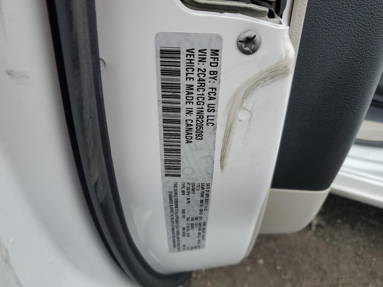 2022 Chrysler Voyager Lx VIN: 2C4RC1CG1NR205093 Lot: 93641935