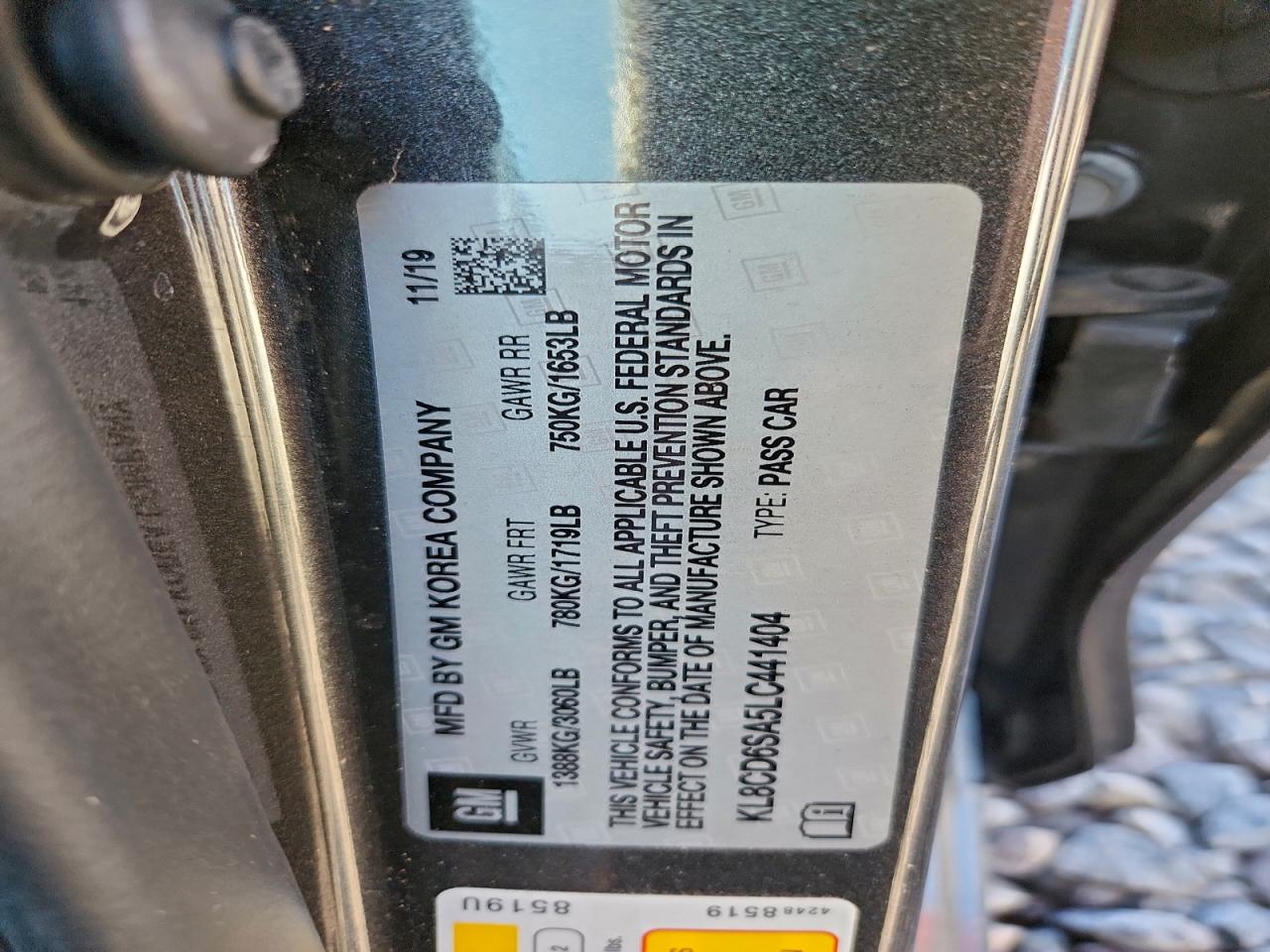 2020 Chevrolet Spark 1Lt VIN: KL8CD6SA5LC441404 Lot: 94141605