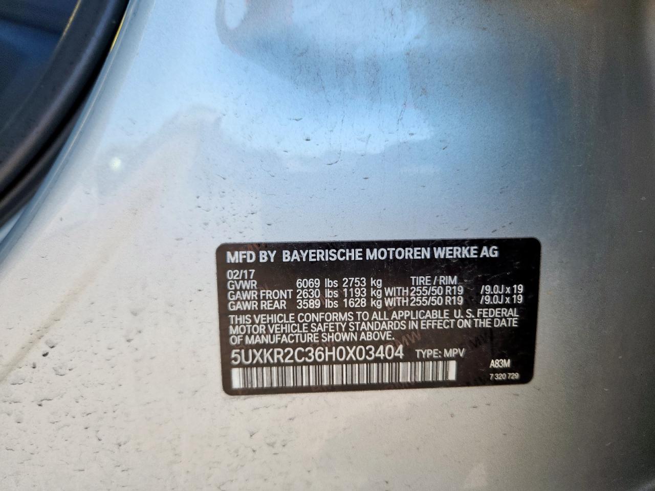 2017 BMW X5 Sdrive35I VIN: 5UXKR2C36H0X03404 Lot: 91397655