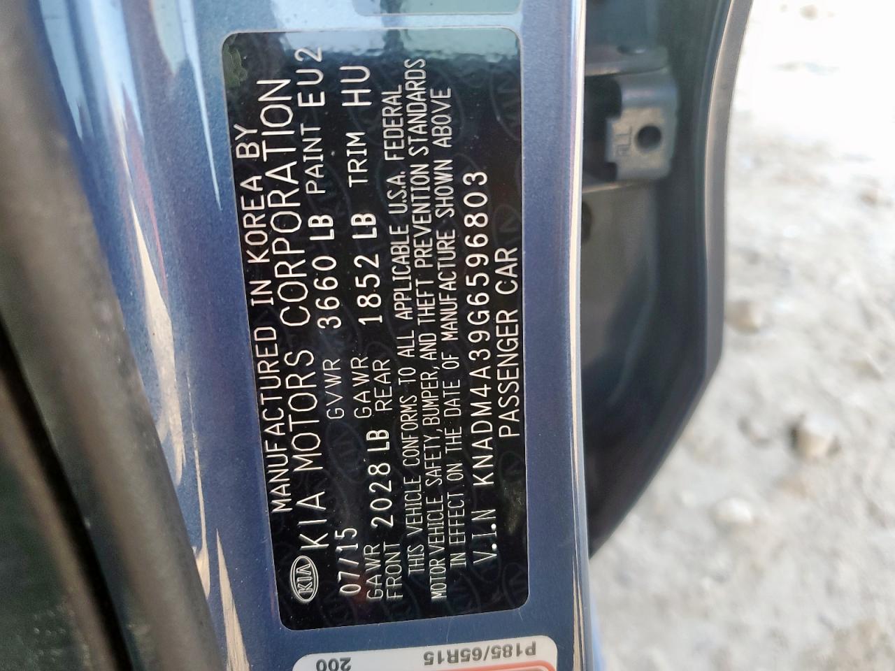 2016 Kia Rio Lx VIN: KNADM4A39G6596803 Lot: 92996105