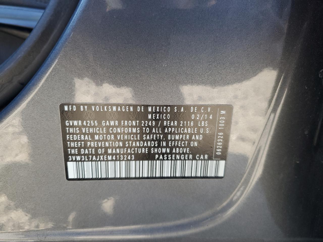 2014 Volkswagen Jetta Tdi VIN: 3VW3L7AJXEM413243 Lot: 91669215