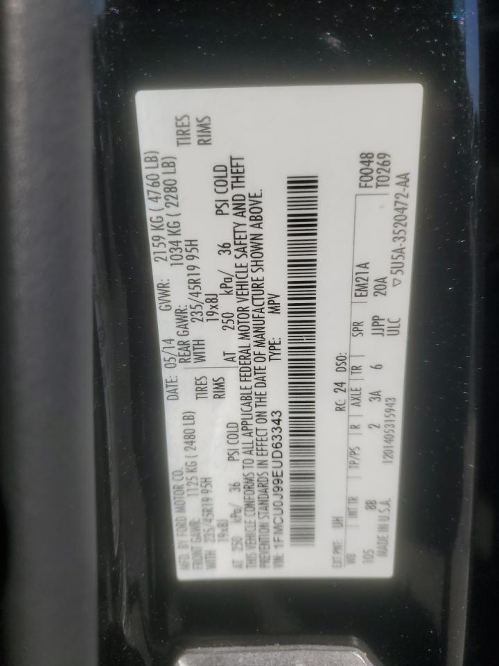 2014 Ford Escape Titanium VIN: 1FMCU0J99EUD63343 Lot: 91421595