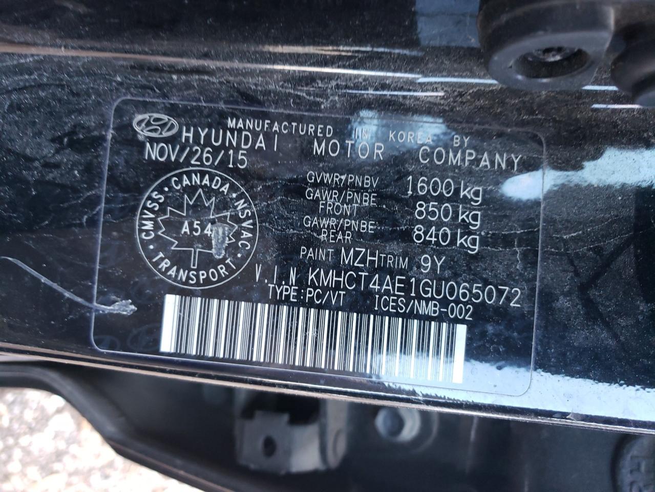 2016 Hyundai Accent Se VIN: KMHCT4AE1GU065072 Lot: 92432545