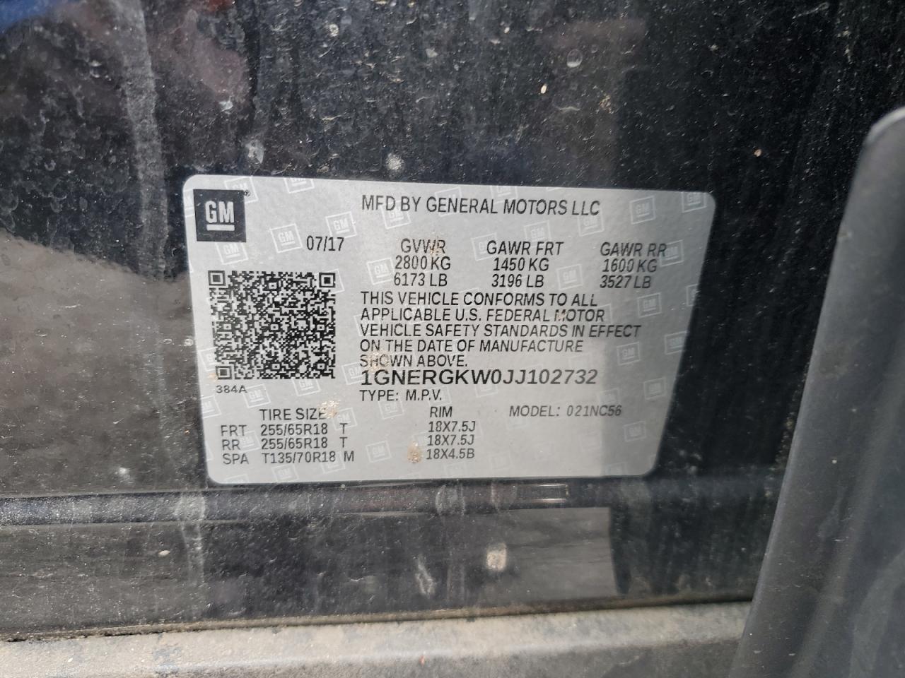 2018 Chevrolet Traverse Lt VIN: 1GNERGKW0JJ102732 Lot: 93111815