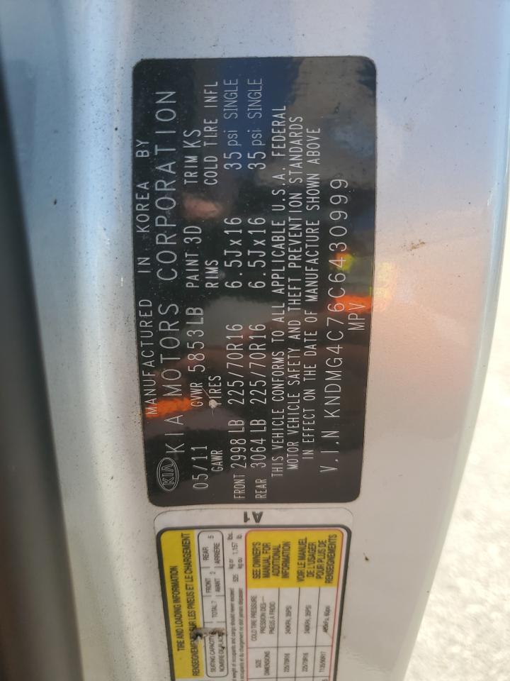 2012 Kia Sedona Lx VIN: KNDMG4C76C6430999 Lot: 92978665