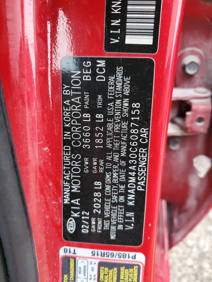 2012 Kia Rio Lx VIN: KNADM4A30C6087158 Lot: 93696805