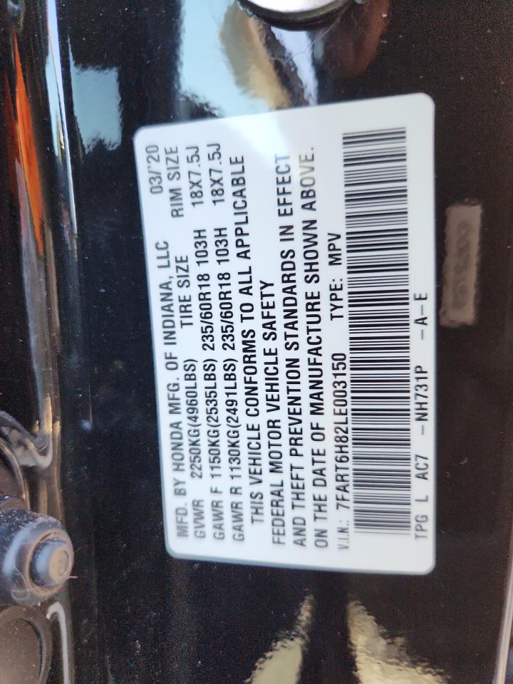 2020 Honda Cr-V Exl VIN: 7FART6H82LE003150 Lot: 91708935