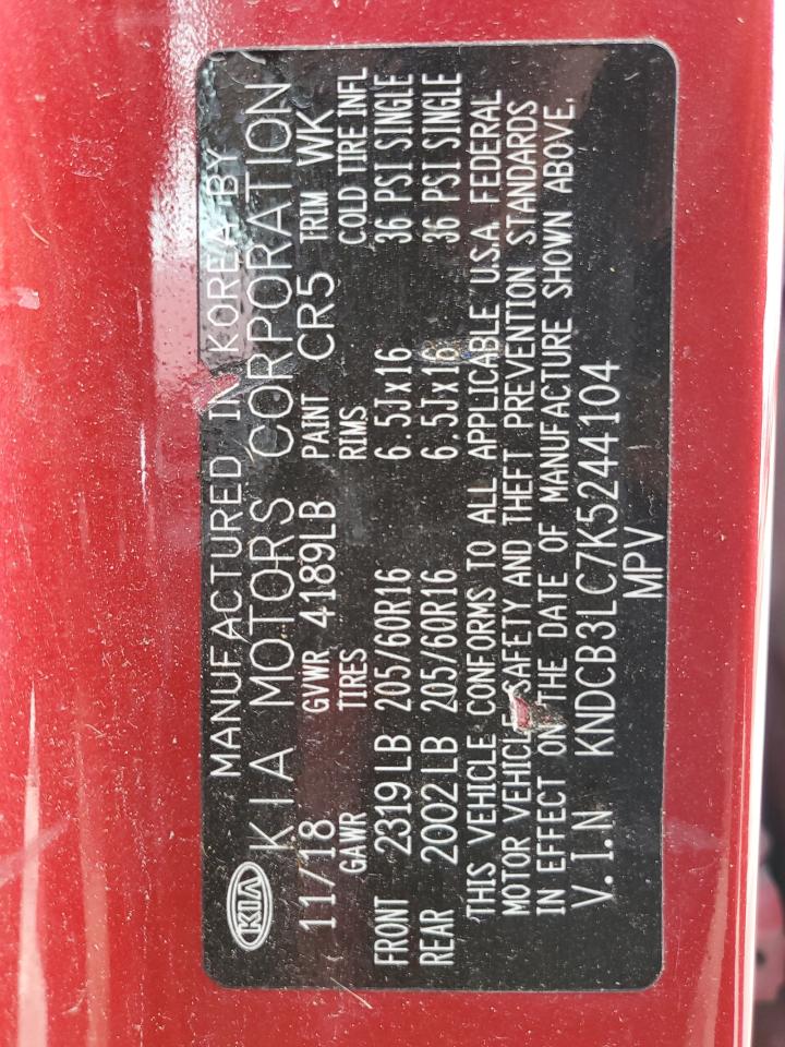 2019 Kia Niro Fe VIN: KNDCB3LC7K5244104 Lot: 92940575