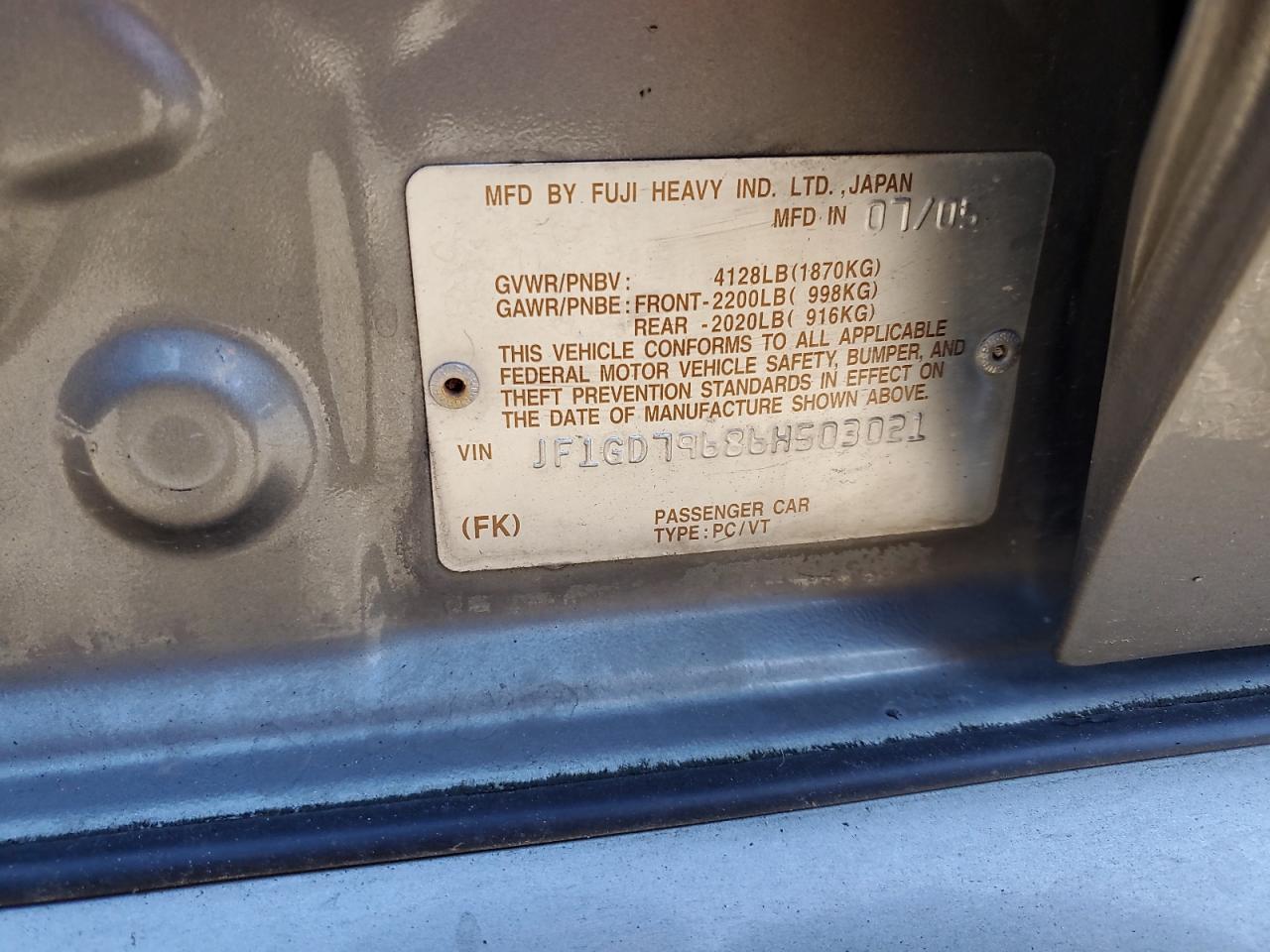 2006 Subaru Impreza Wrx VIN: JF1GD79686H503021 Lot: 93154765