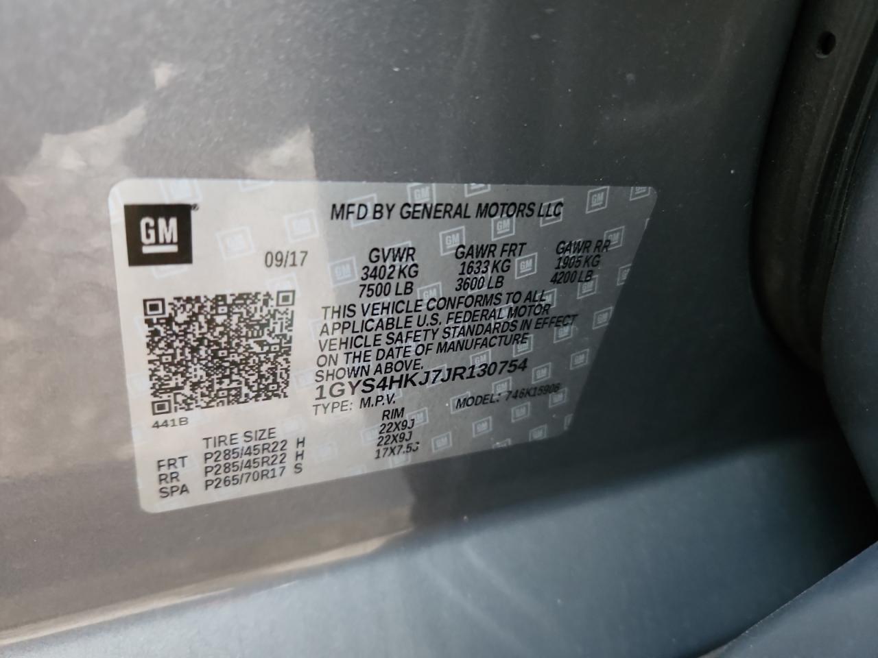 2018 Cadillac Escalade Esv Luxury VIN: 1GYS4HKJ7JR130754 Lot: 91114085