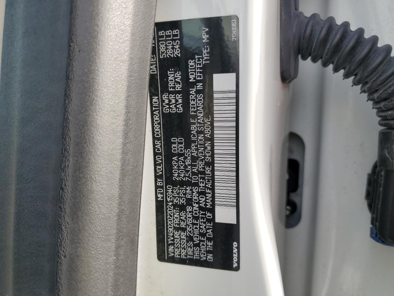 2013 Volvo Xc60 T6 VIN: YV4902DZ2D2415940 Lot: 92044135