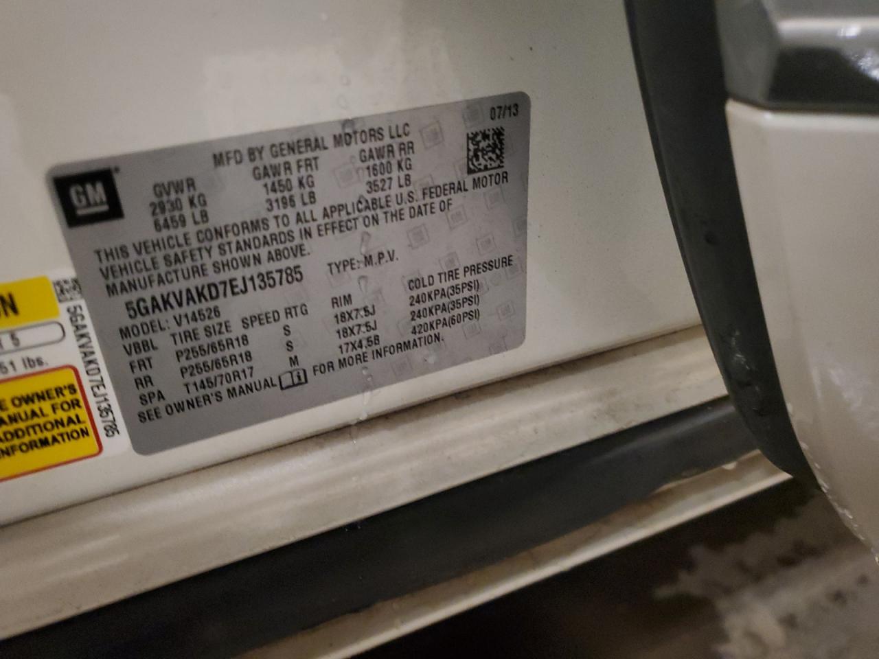 2014 Buick Enclave VIN: 5GAKVAKD7EJ135785 Lot: 93567565