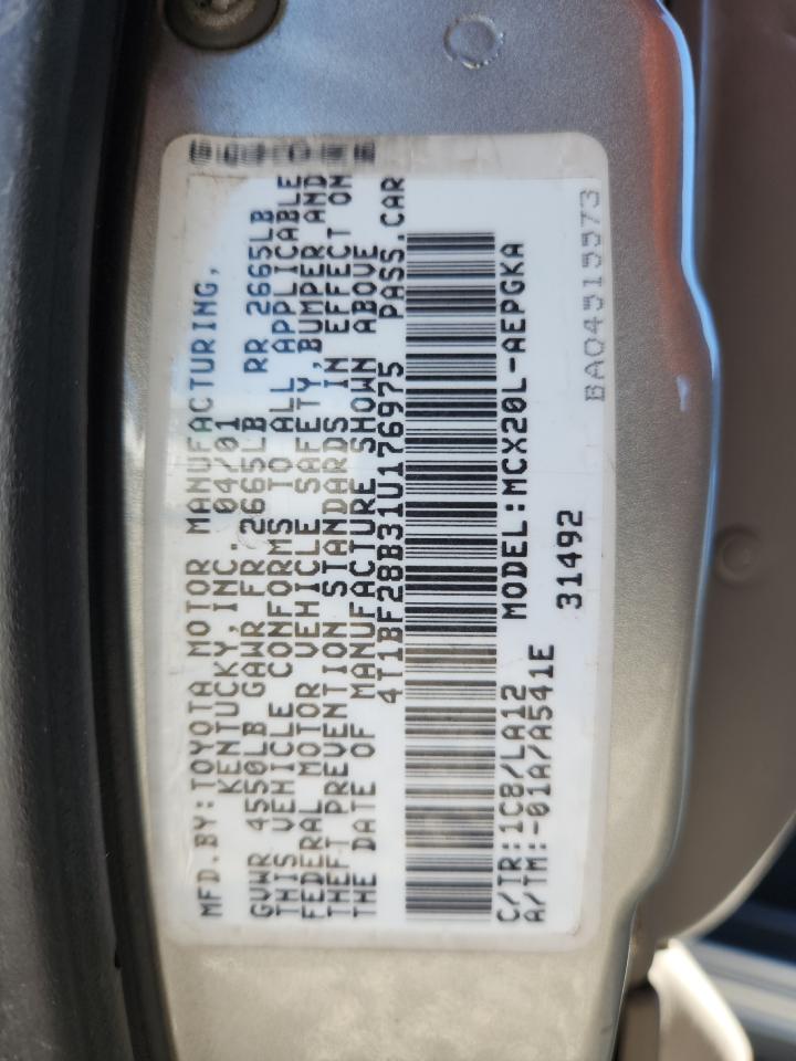 2001 Toyota Avalon Xl VIN: 4T1BF28B31U176975 Lot: 90748915