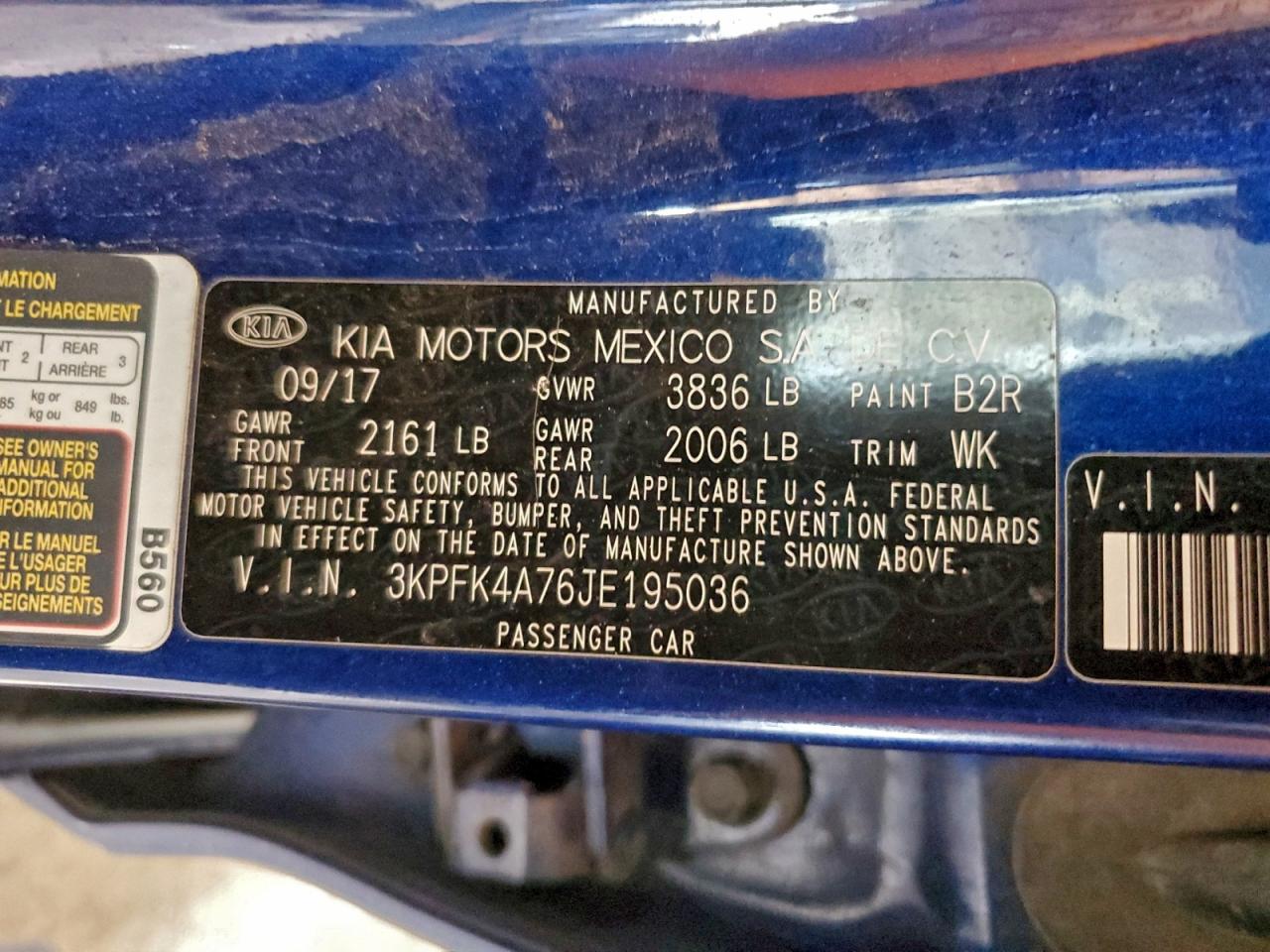 2018 Kia Forte Lx VIN: 3KPFK4A76JE195036 Lot: 94754295