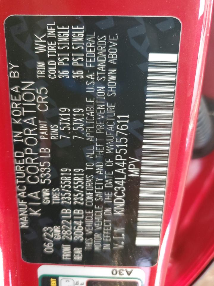 2023 Kia Ev6 Light VIN: KNDC34LA4P5157611 Lot: 92691165