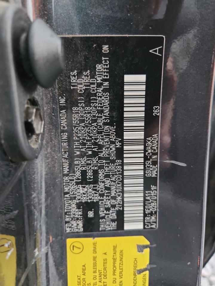 2007 Lexus Rx 350 VIN: 2T2HK31UX7C013818 Lot: 91625615