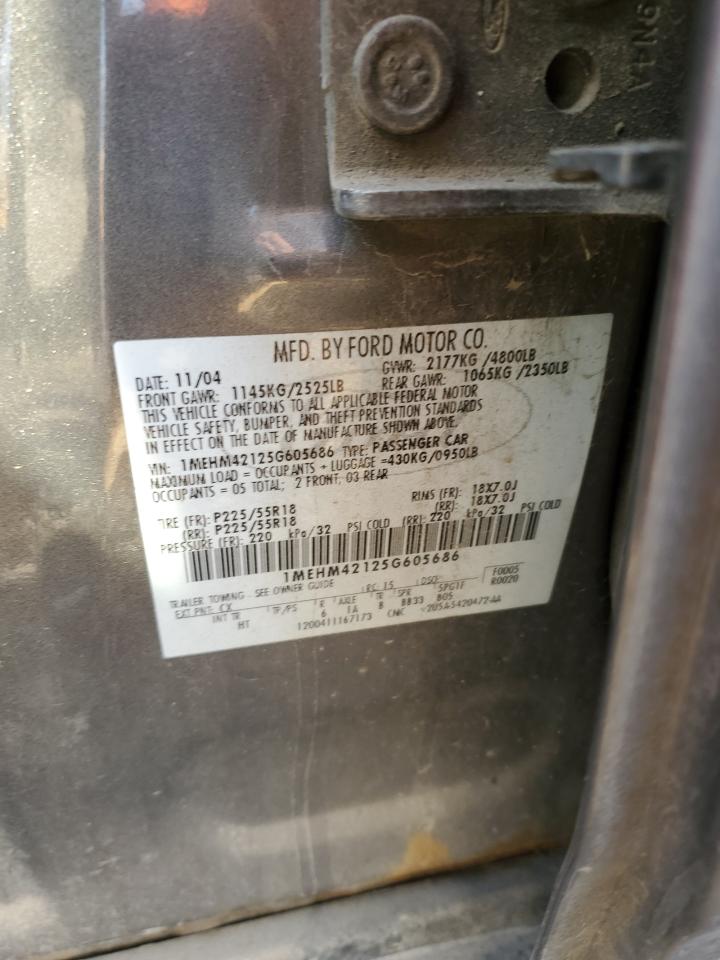 2005 Mercury Montego Premier VIN: 1MEHM42125G605686 Lot: 92023555