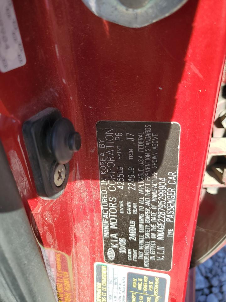 2009 Kia Optima Lx VIN: KNAGE228795299904 Lot: 91138635