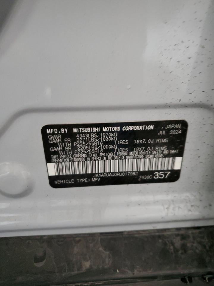 2024 Mitsubishi Outlander Sport S/Se VIN: JA4ARUAU0RU017982 Lot: 93738625