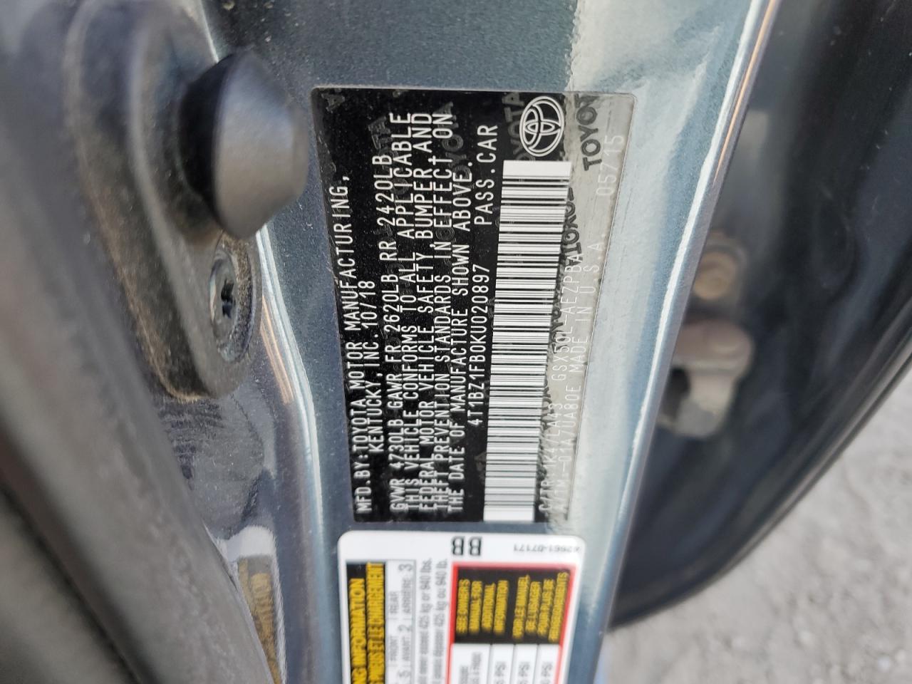 2019 Toyota Avalon Xle VIN: 4T1BZ1FB0KU020897 Lot: 92510365