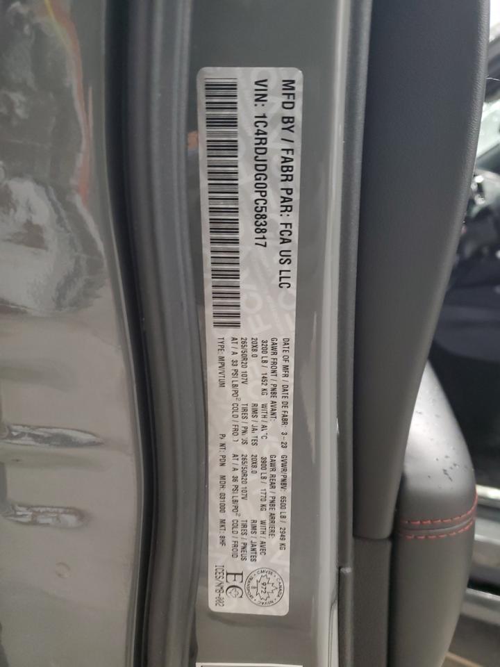 2023 Dodge Durango Gt VIN: 1C4RDJDG0PC583817 Lot: 91093095