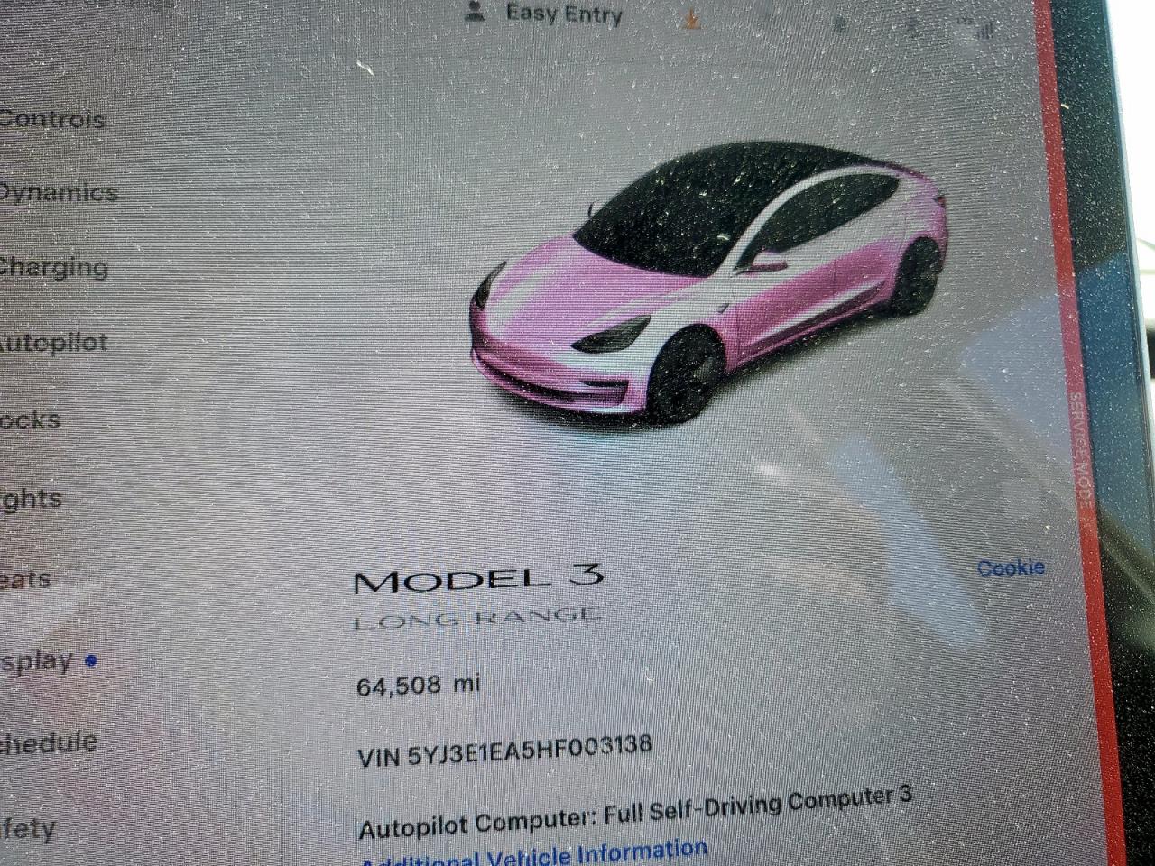 2017 Tesla Model 3 VIN: 5YJ3E1EA5HF003138 Lot: 91372255