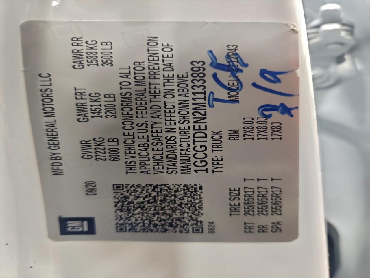 2021 Chevrolet Colorado Z71 VIN: 1GCGTDEN2M1133893 Lot: 94652005