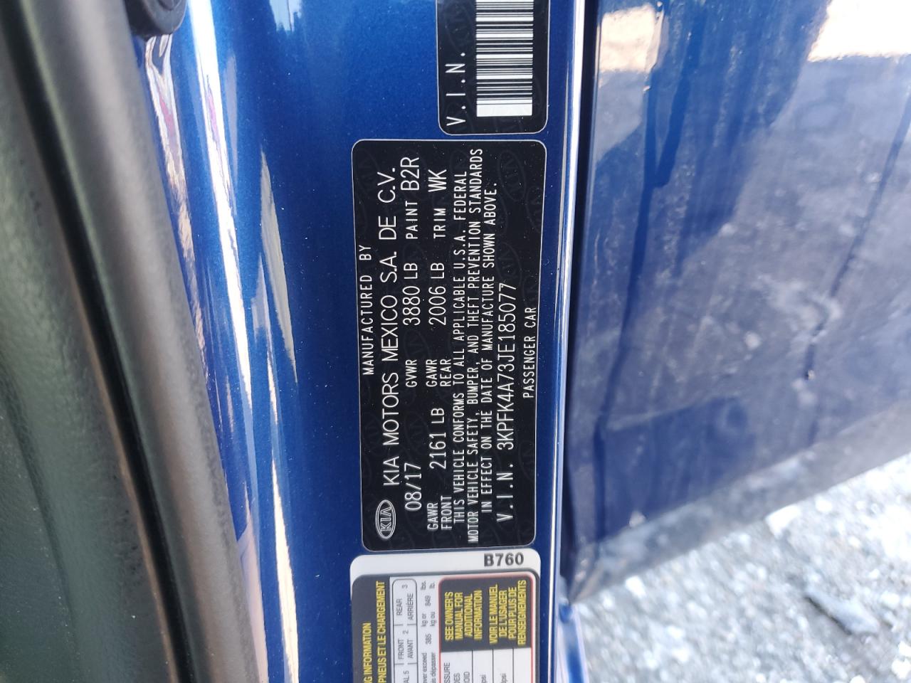 2018 Kia Forte Lx VIN: 3KPFK4A73JE185077 Lot: 92277085