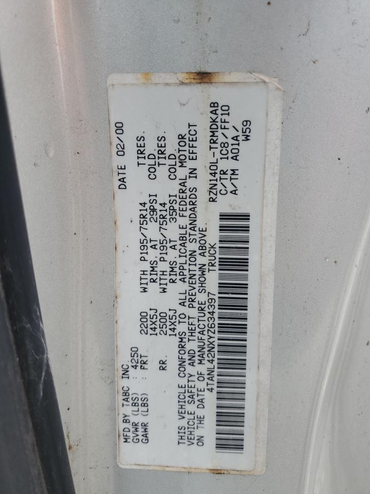 2000 Toyota Tacoma VIN: 4TANL42NXYZ634397 Lot: 93074365