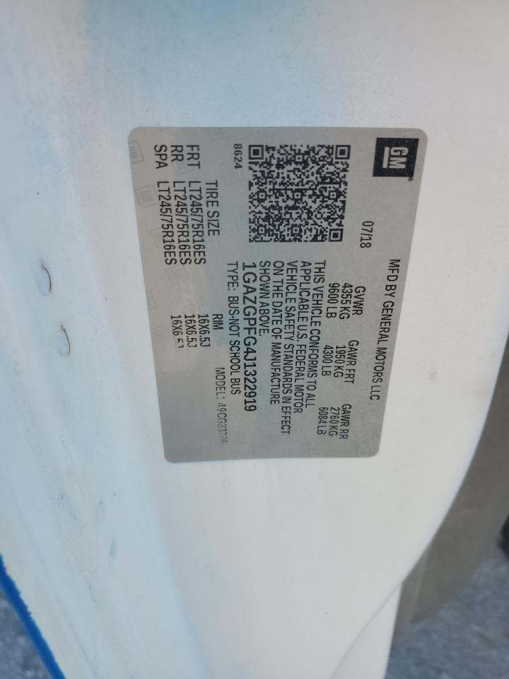 2018 Chevrolet Express G3500 Lt VIN: 1GAZGPFG4J1322919 Lot: 89821955