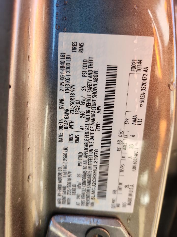 2017 Lincoln Mkc Select VIN: 5LMCJ2C93HUL21978 Lot: 91298825